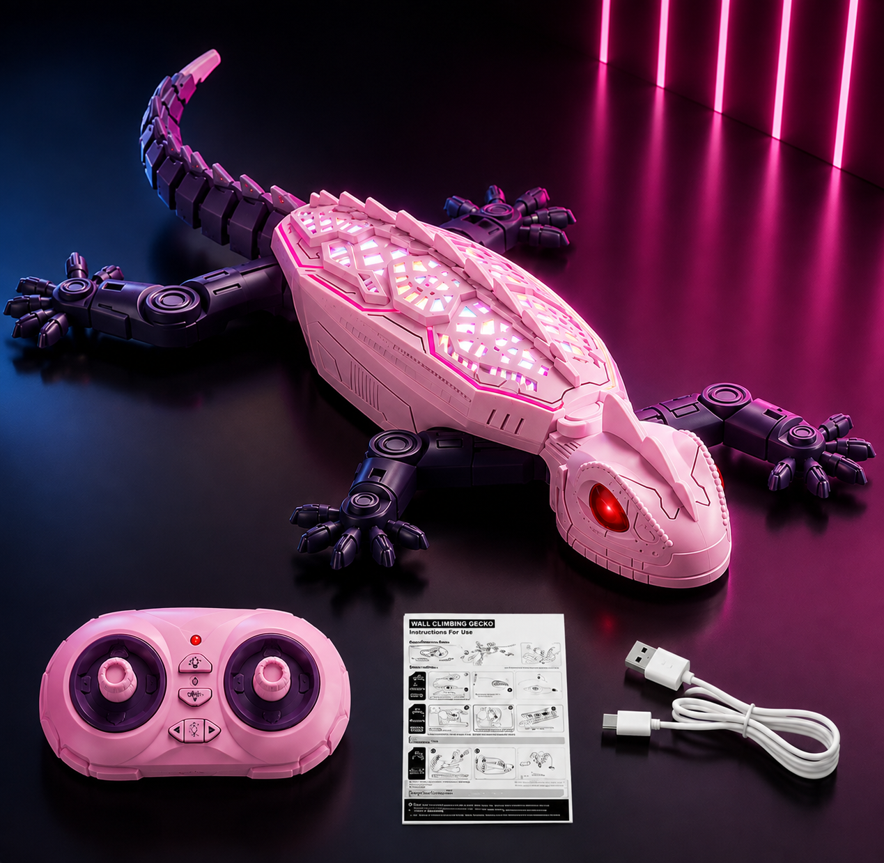 Stillexy Gecko Rush – Remote Control Wall Climbing Lizard Toy for Cats & Dogs